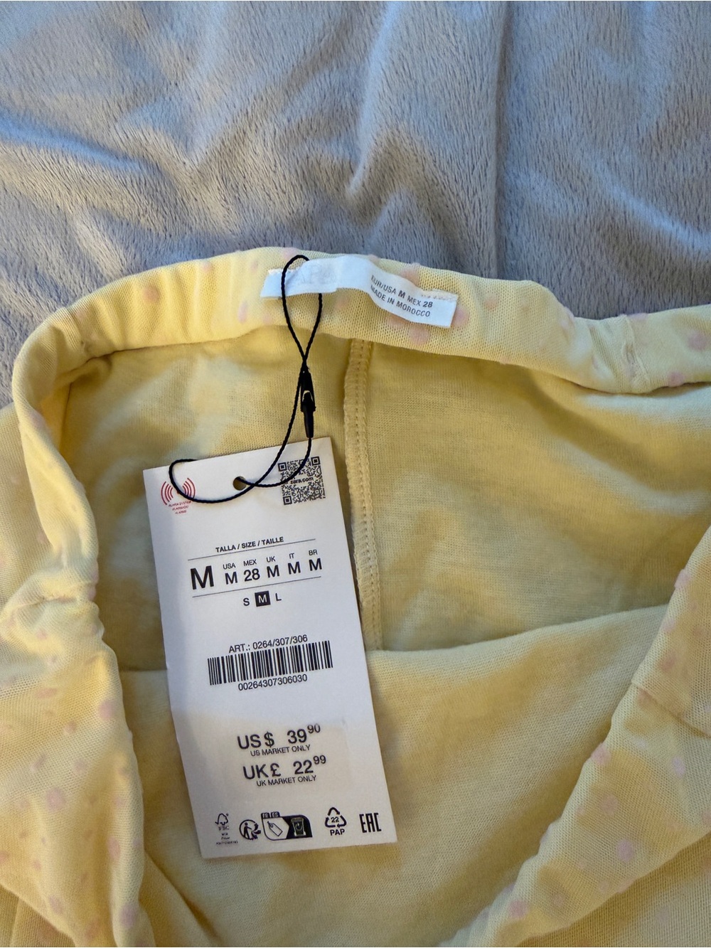 Zara Swiss Dot Midi Skirt, Yellow/Pink size M - Picture 3 of 3